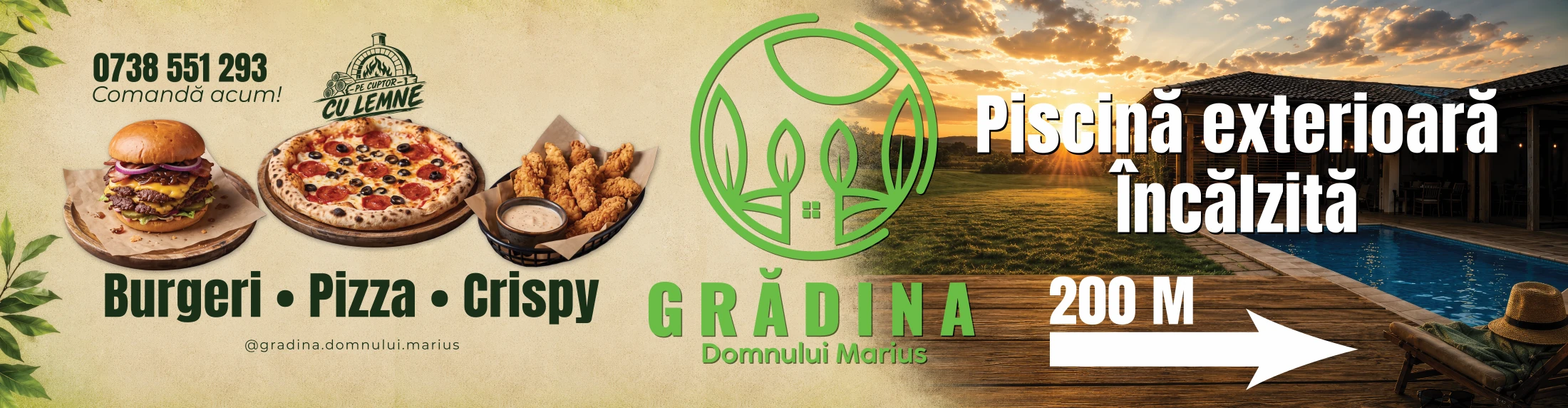 Banner pentru Grădina Domnului Marius.